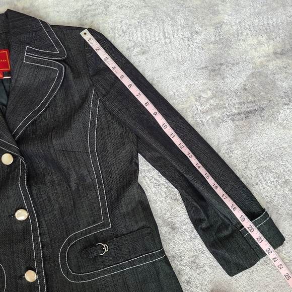 Cole Haan Black Denim Button Jacket Size 8 - Picture 8 of 11